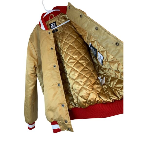 Vintage 49ers Gold Starter Black Label Jacket Red Trim Quilted Sz S 8684 EUC - Picture 6 of 10